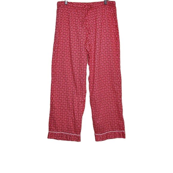 Victoria's Secret 2 Piece Pajama Set Women's Large Red Pink White Floral Cotton - Picture 5 of 13